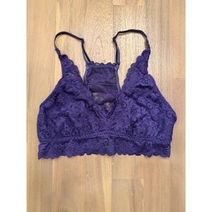 Mae Purple Lace Racerback Bralette Adjustable Straps Size S 71J118